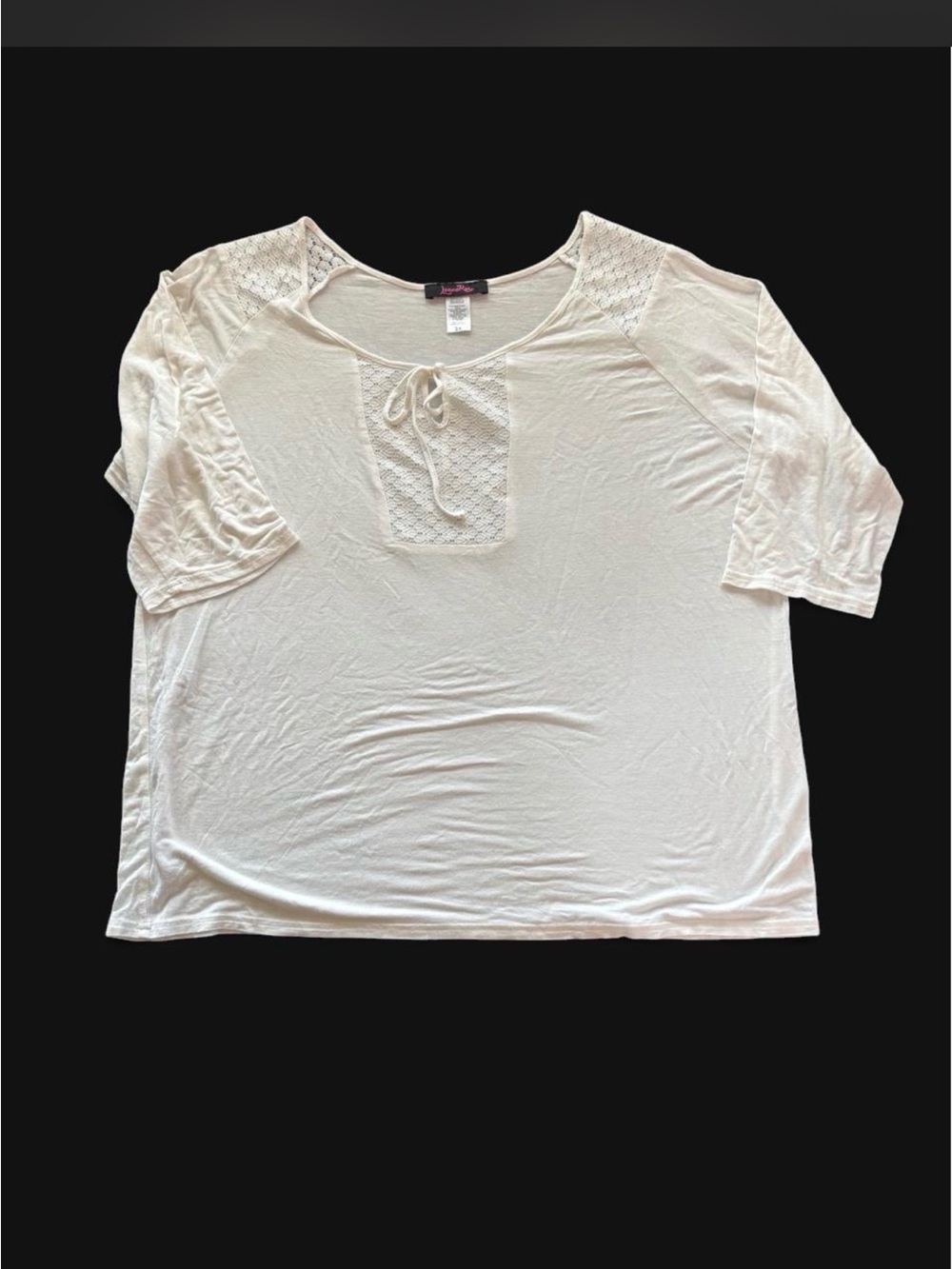 White Lace-Yoke Women's Top